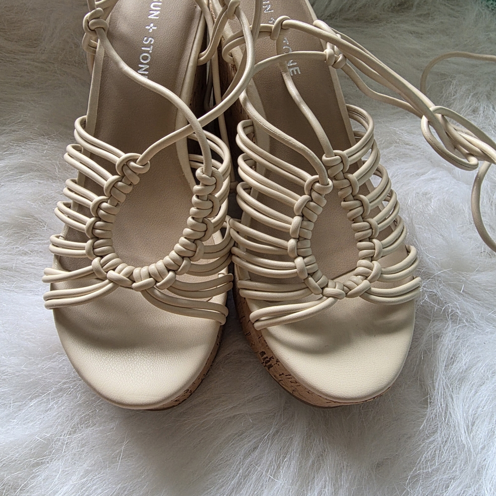 Sun + Stone Women's Cream Woven Sandals